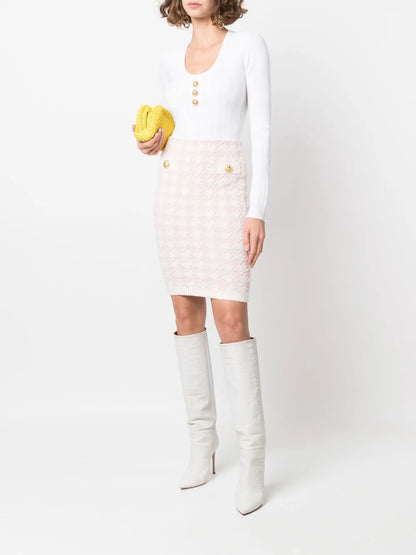 Houndstooth Pattern Mini Skirt