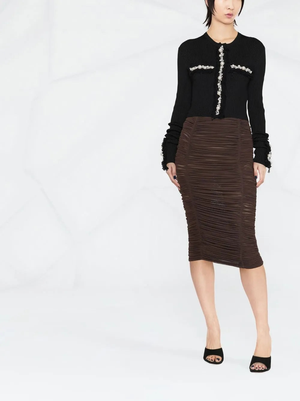 Embellished Ribbed Cardigan