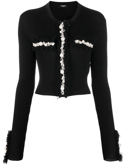 Embellished Ribbed Cardigan