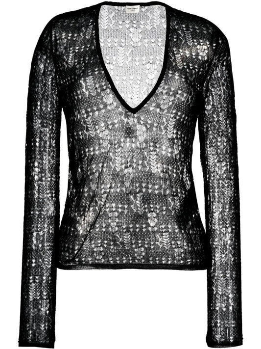 Open-Knit Semi-Sheer Top