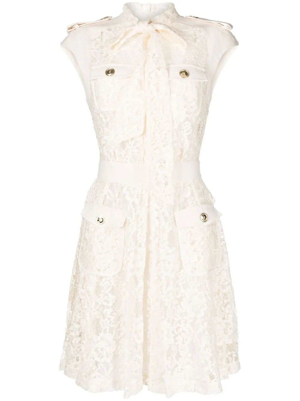 Pussy-Bow Lace Mini Dress