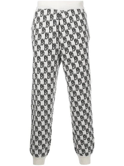 Monogram Intarsia-Knit Track Pants
