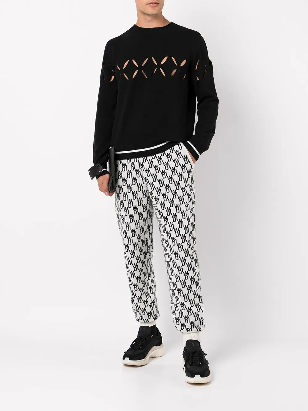 Monogram Intarsia-Knit Track Pants