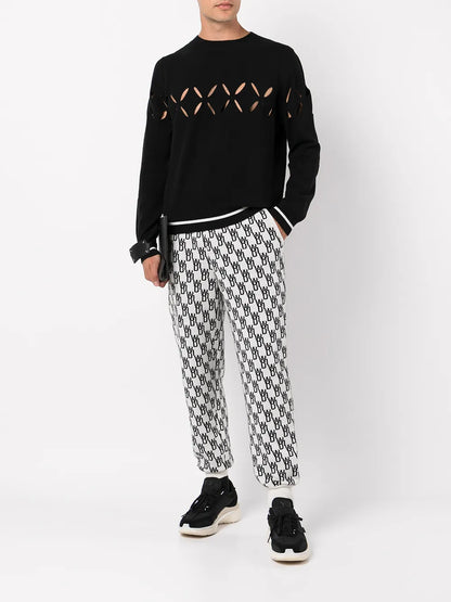 Monogram Intarsia-Knit Track Pants