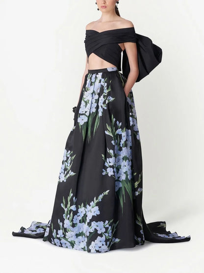 Off-Shoulder Silk Cropped Top