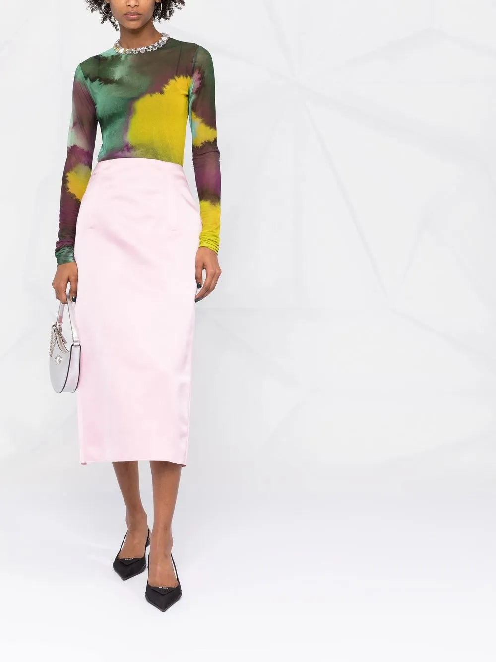 Rear Slit High-Waisted Skirt