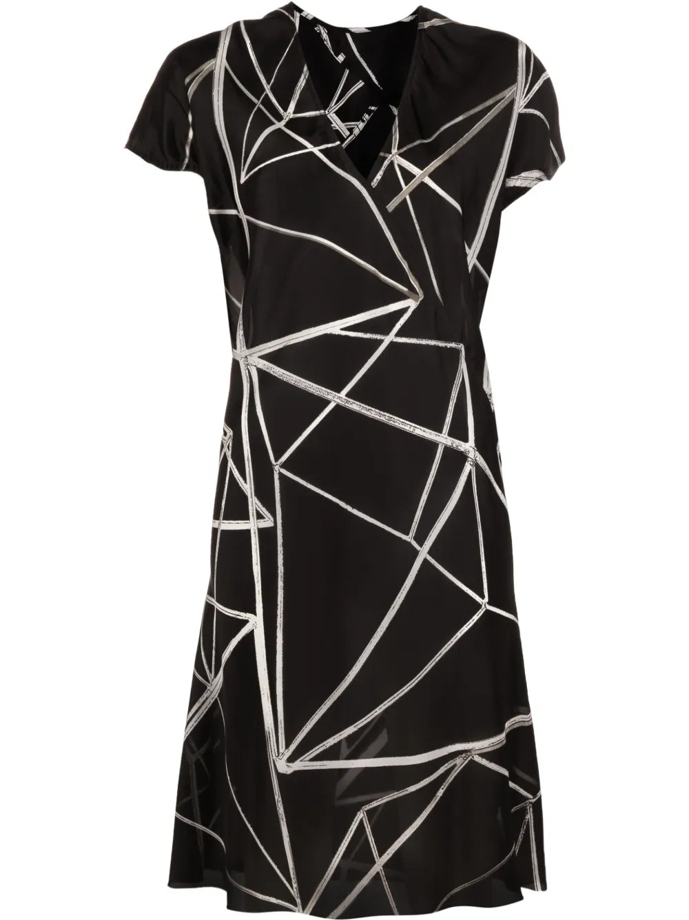 Geometric-Print Wrap Dress