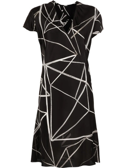 Geometric-Print Wrap Dress