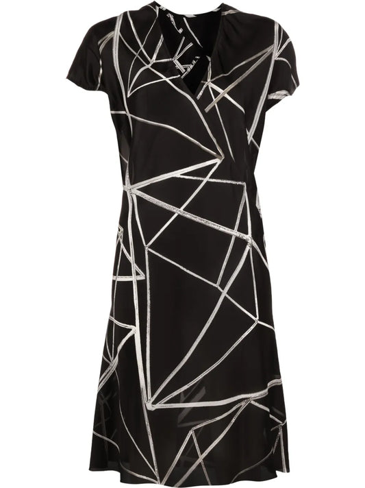 Geometric-Print Wrap Dress