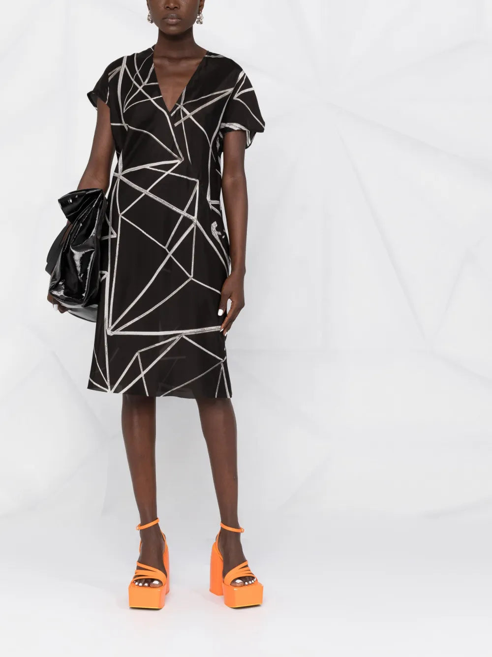 Geometric-Print Wrap Dress
