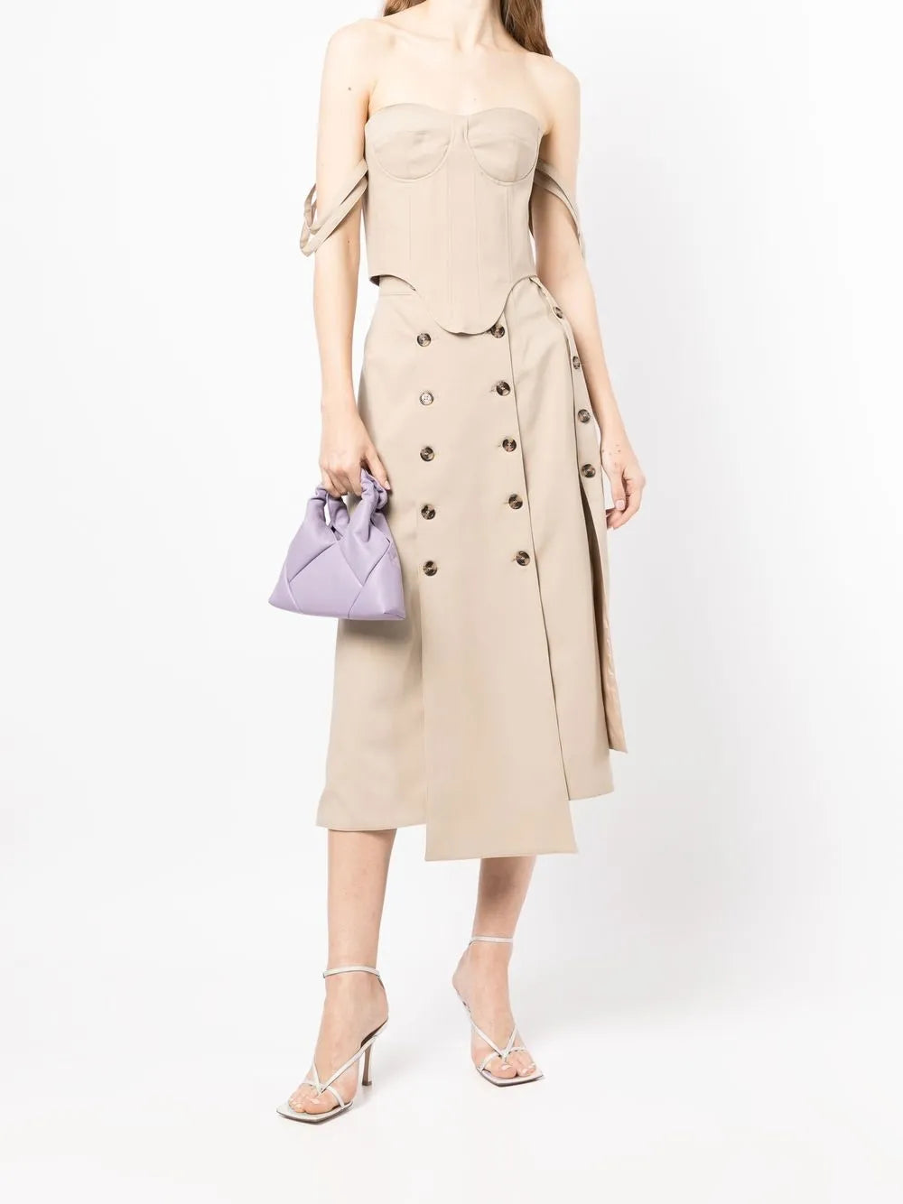 Button Detail Panelled Skirt