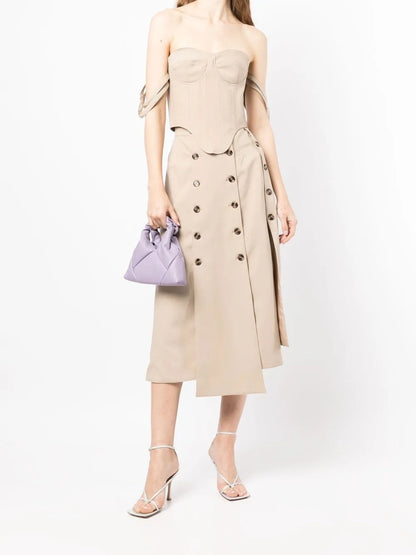 Button Detail Panelled Skirt