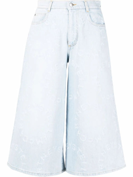 Stella Logo Distressed Denim Culottes