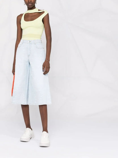 Stella Logo Distressed Denim Culottes