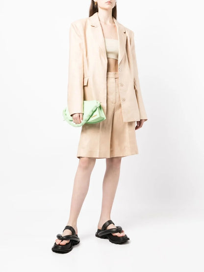 Draped Linen Blazer