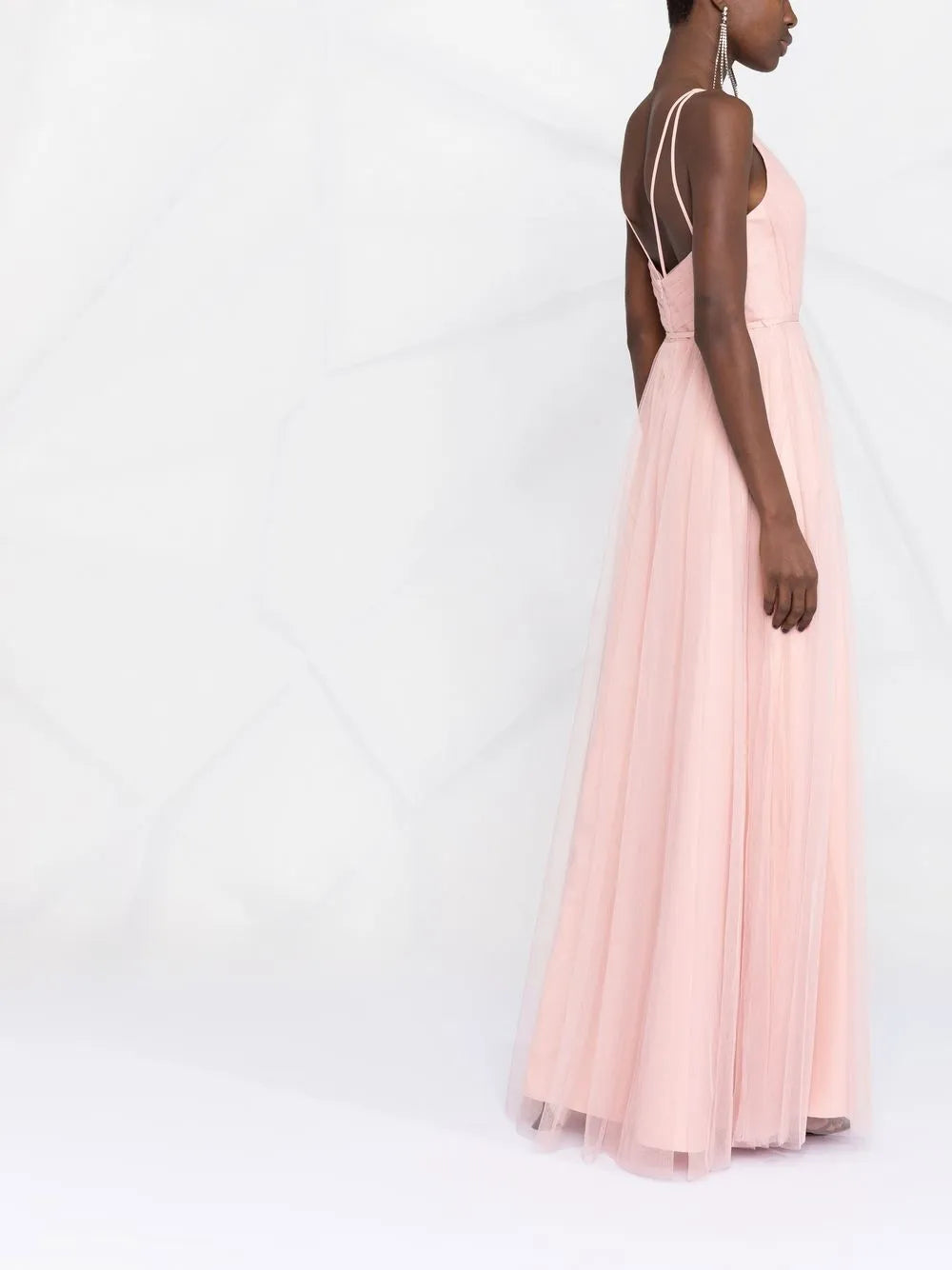Udine Pleated Plunging V-Neck Gown