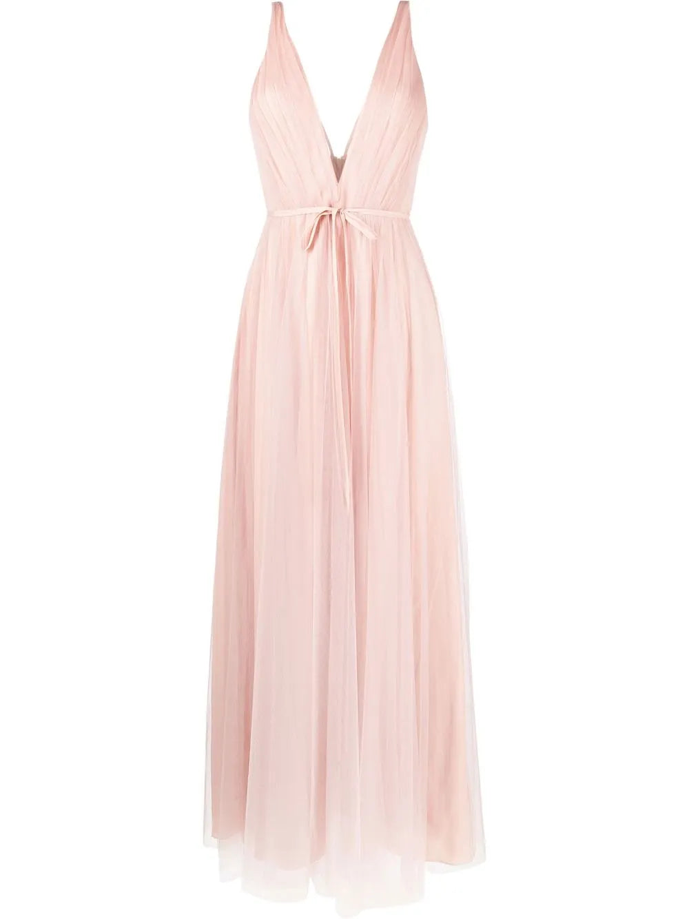 Udine Pleated Plunging V-Neck Gown