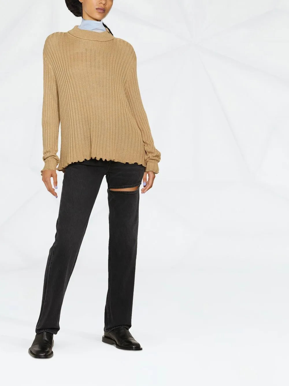 Ribbed High Neck Jumper