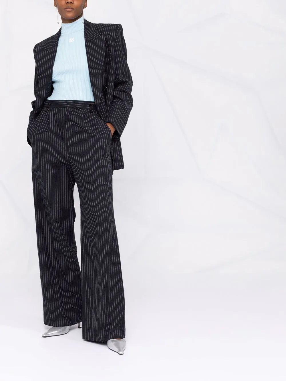 Embroidered Logo Ribbed Knitted Top