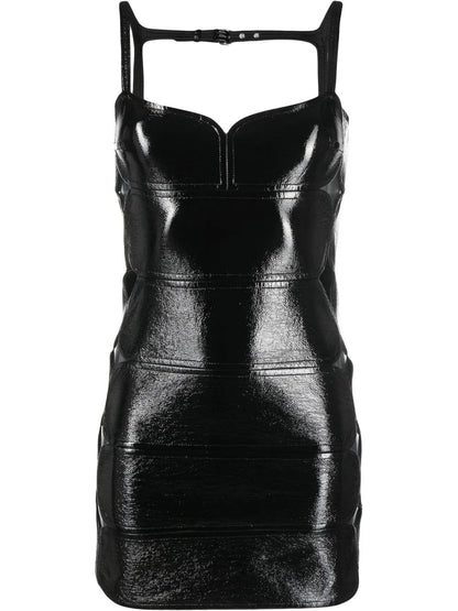 Cut-Out Glossy Mini Dress