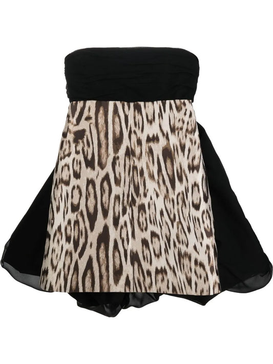 Oversized-Bow Animal-Print Dress