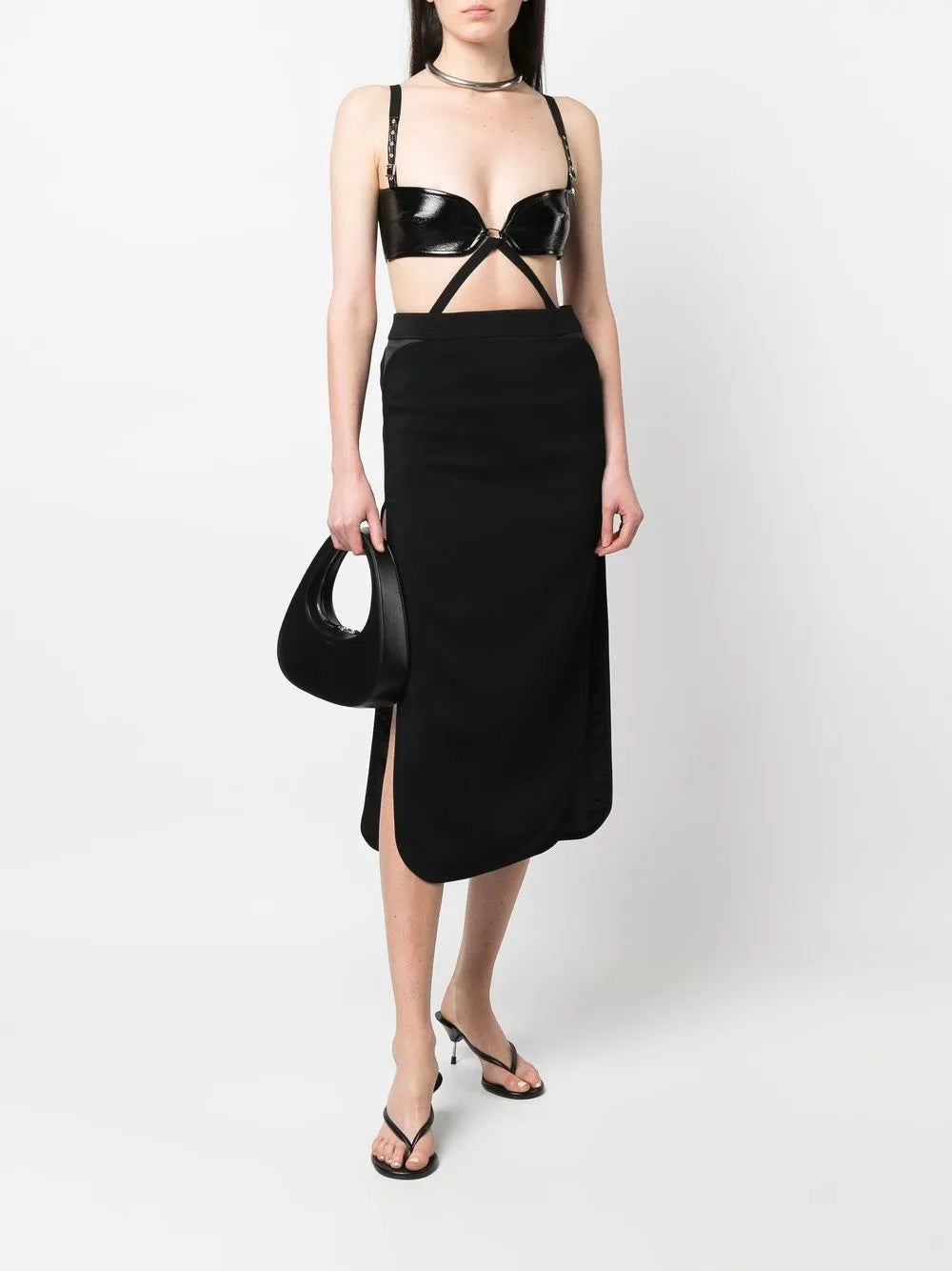 High-Waisted Panelled Midi Skirt
