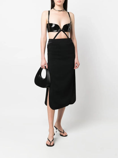 High-Waisted Panelled Midi Skirt