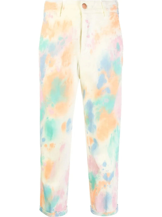 Abstract-Print Pressed-Crease Cropped Trousers