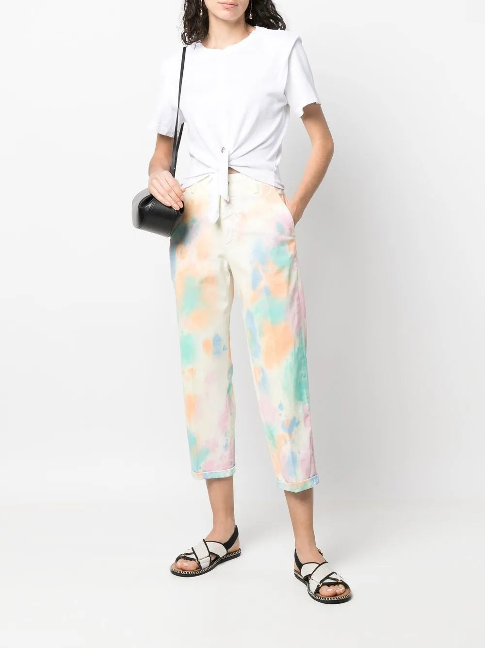 Abstract-Print Pressed-Crease Cropped Trousers