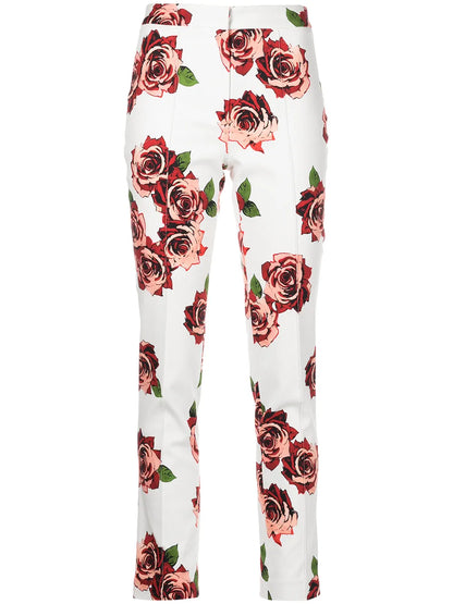 Rose-Print Slim Trousers