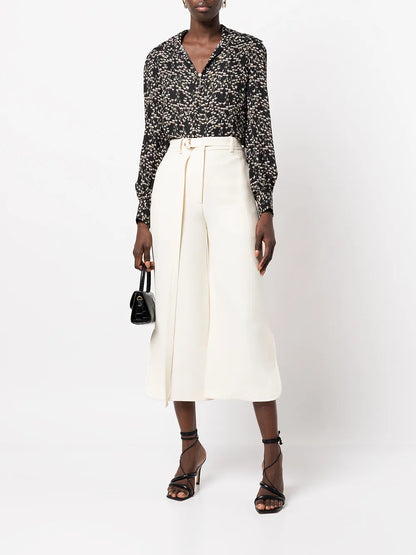 Floral-Print Silk Blouse