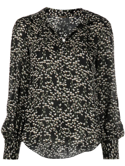Floral-Print Silk Blouse