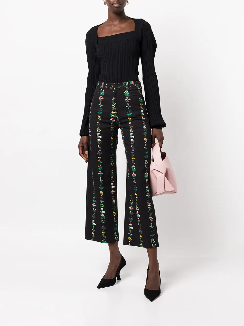 Square-Neck Long-Sleeved Knitted Top