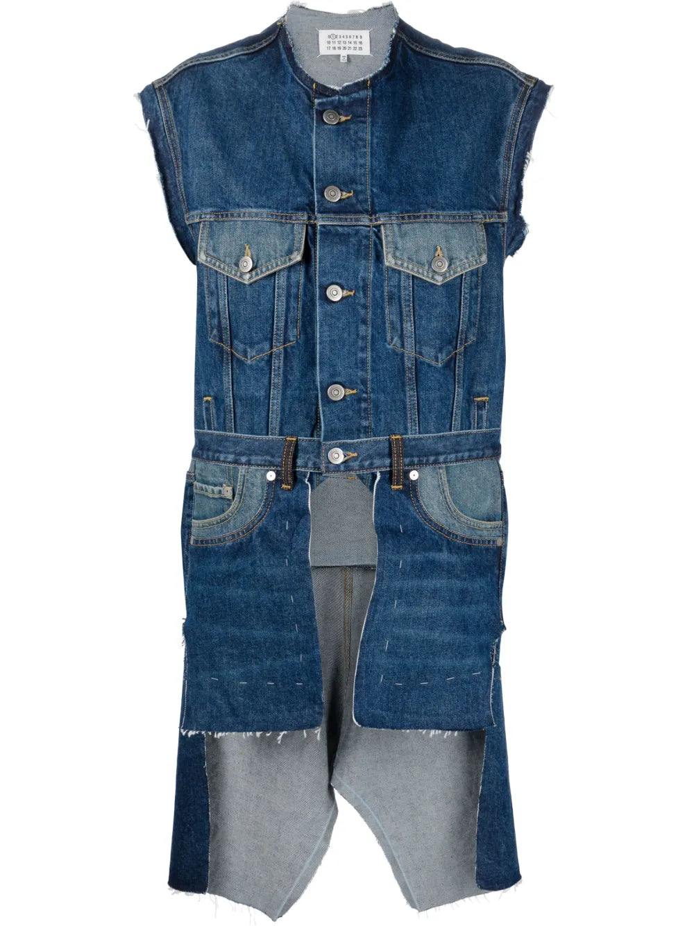 Longline Asymmetric Denim Vest