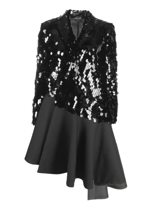 Sequin-Embellished Mid-Length Coat