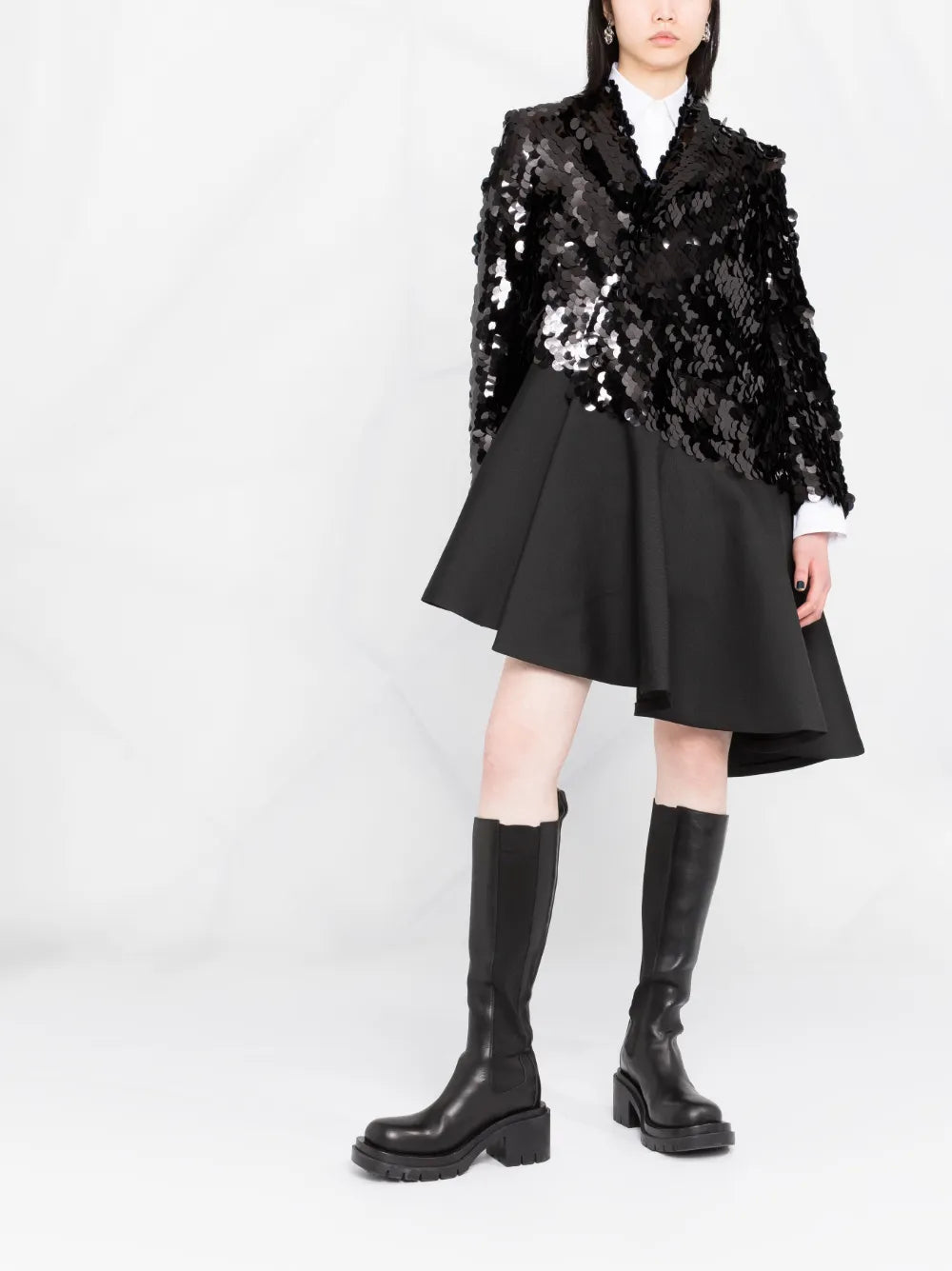 Sequin-Embellished Mid-Length Coat