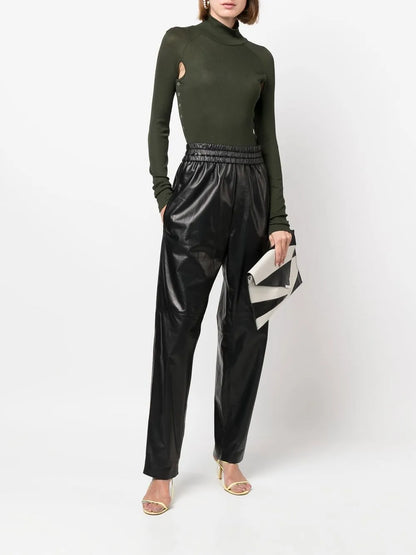 High-Waist Leather Trousers