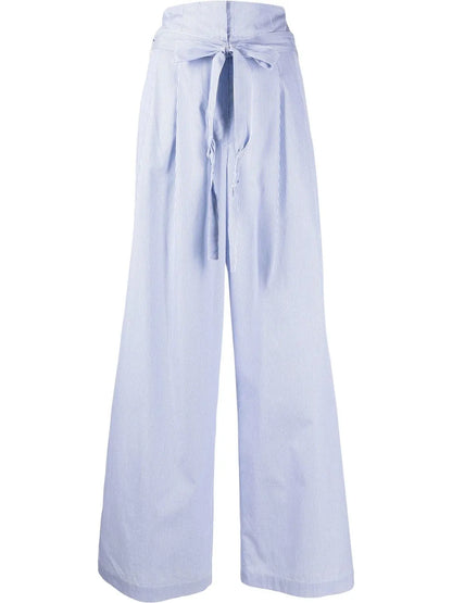 Stripe-Print Tie-Waist Palazzo Pants