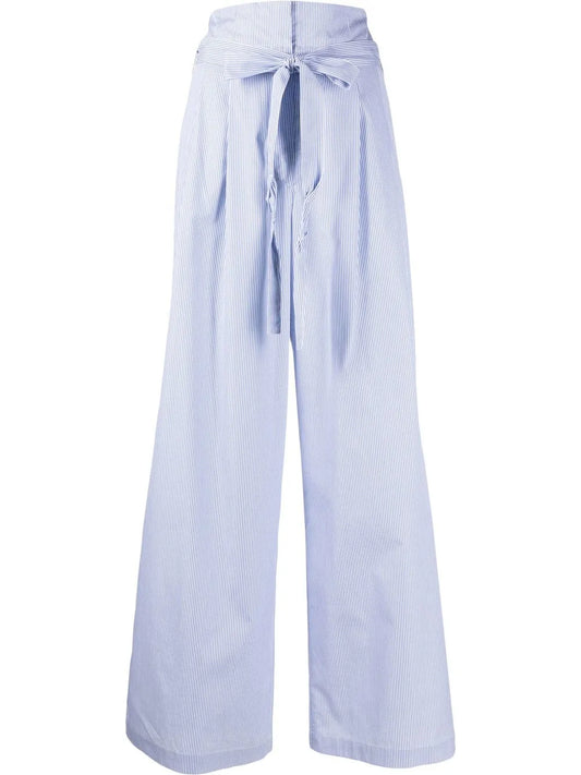 Stripe-Print Tie-Waist Palazzo Pants