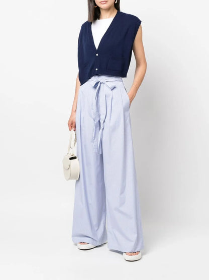 Stripe-Print Tie-Waist Palazzo Pants