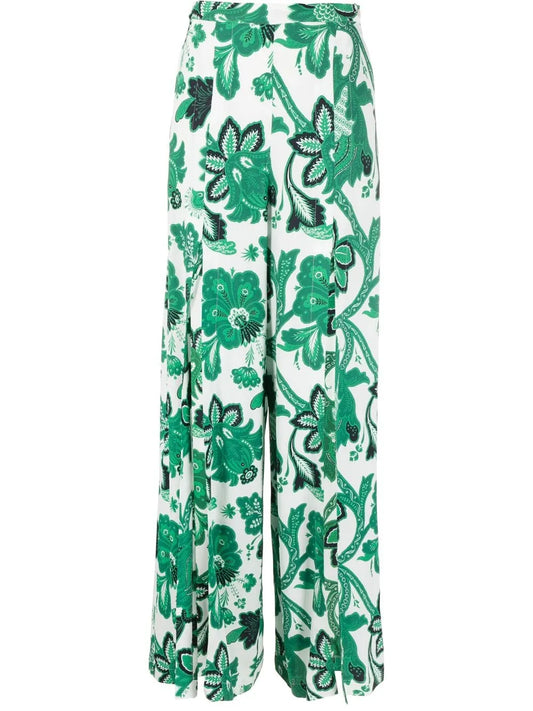 Floral-Print Wide-Leg Trousers