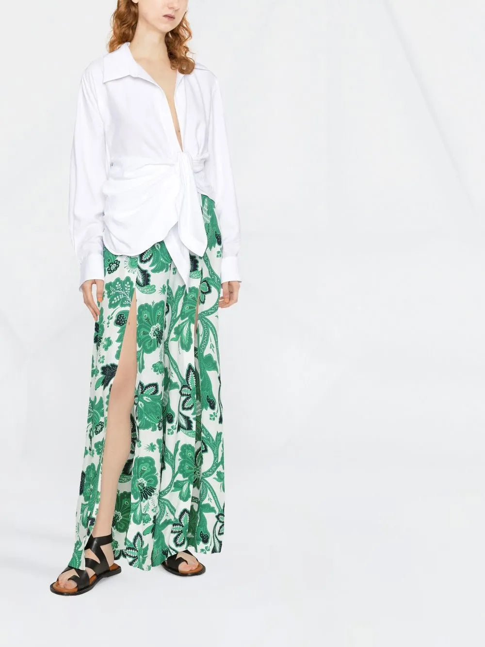Floral-Print Wide-Leg Trousers