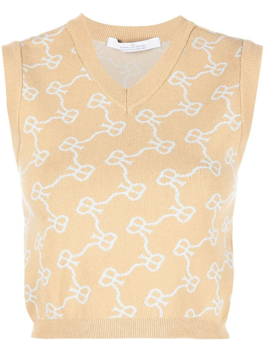Monogram Pattern Knitted Vest