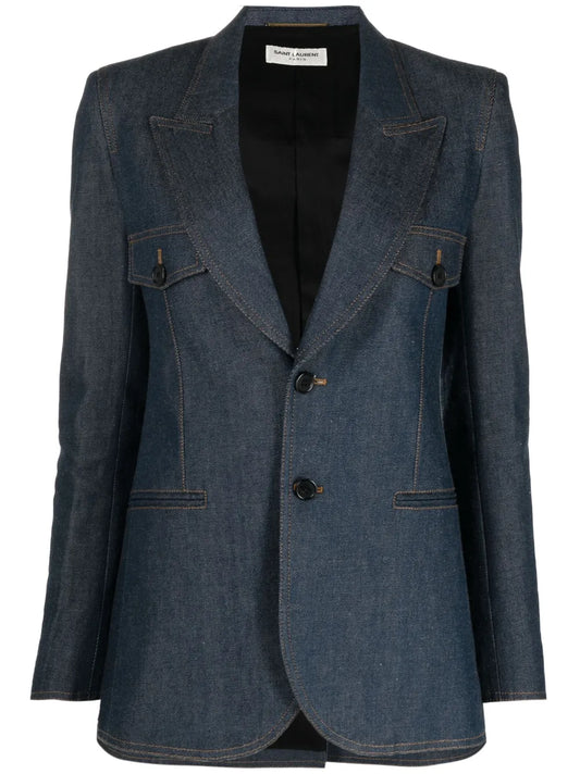 Single-Breasted Denim Blazer