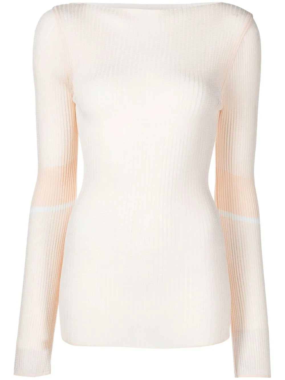 Ribbed Knit Boat-Neck Knitted Top