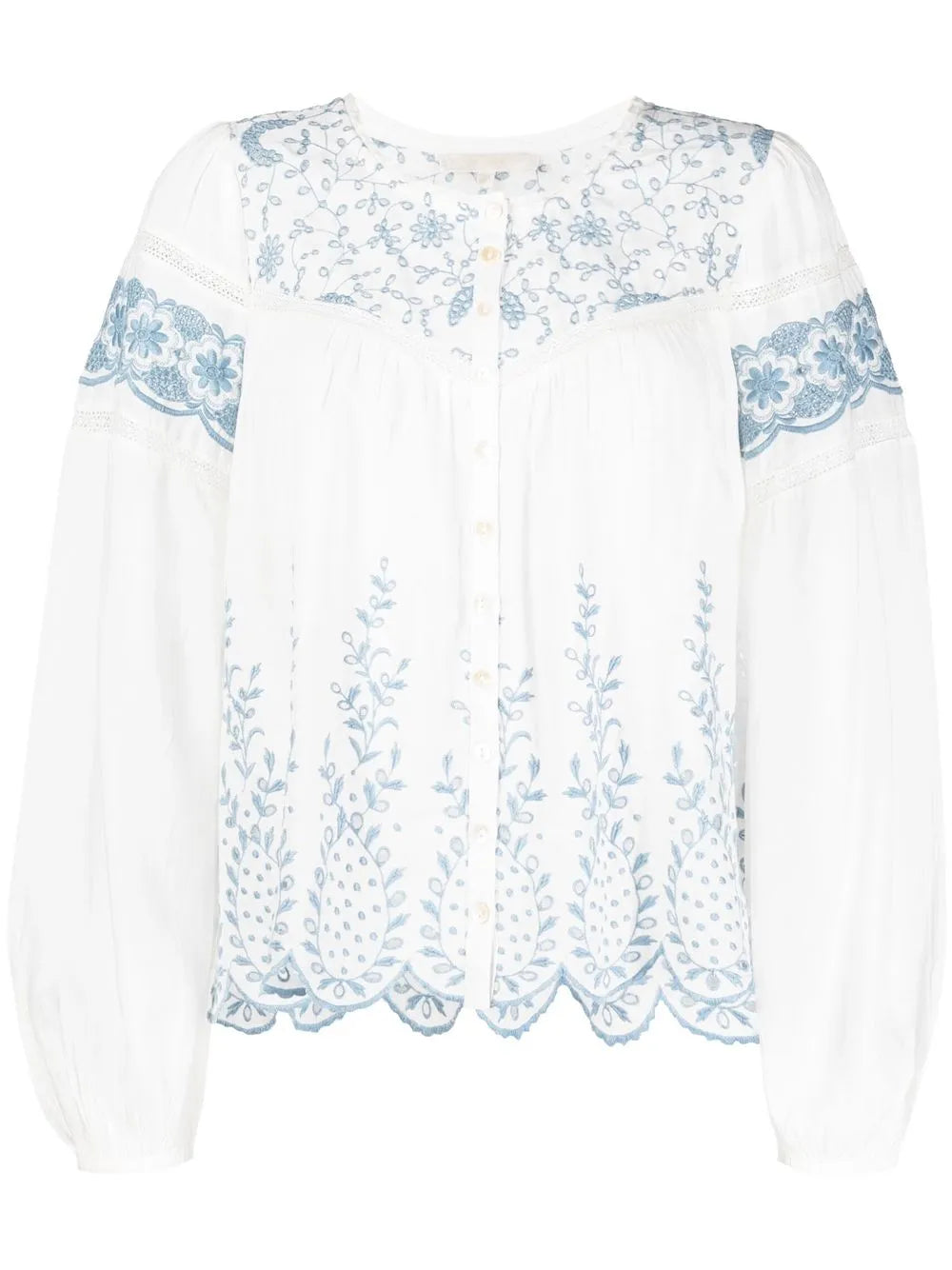 Embroidered Crew Neck Blouse