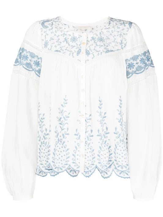 Embroidered Crew Neck Blouse