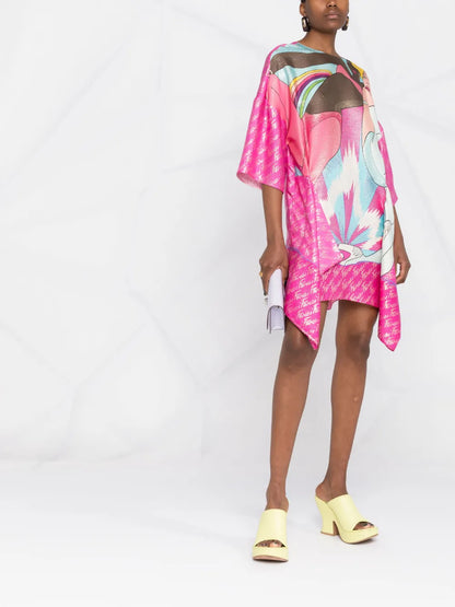 Graphic-Print Metallic T-Shirt Dress