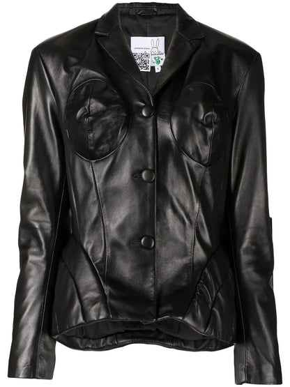Padded Cone-Bust Leather Jacket