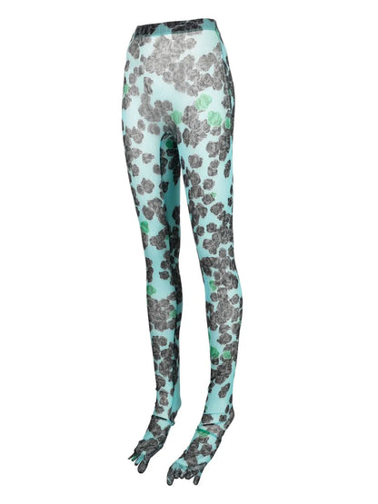 Pixel-Roses Mesh Leggings